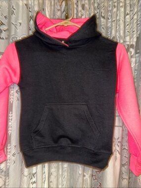Kids Black & Pink Hooded Sweatshirt